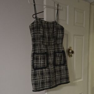 Showpo Black and White Tweed Mini Dress
